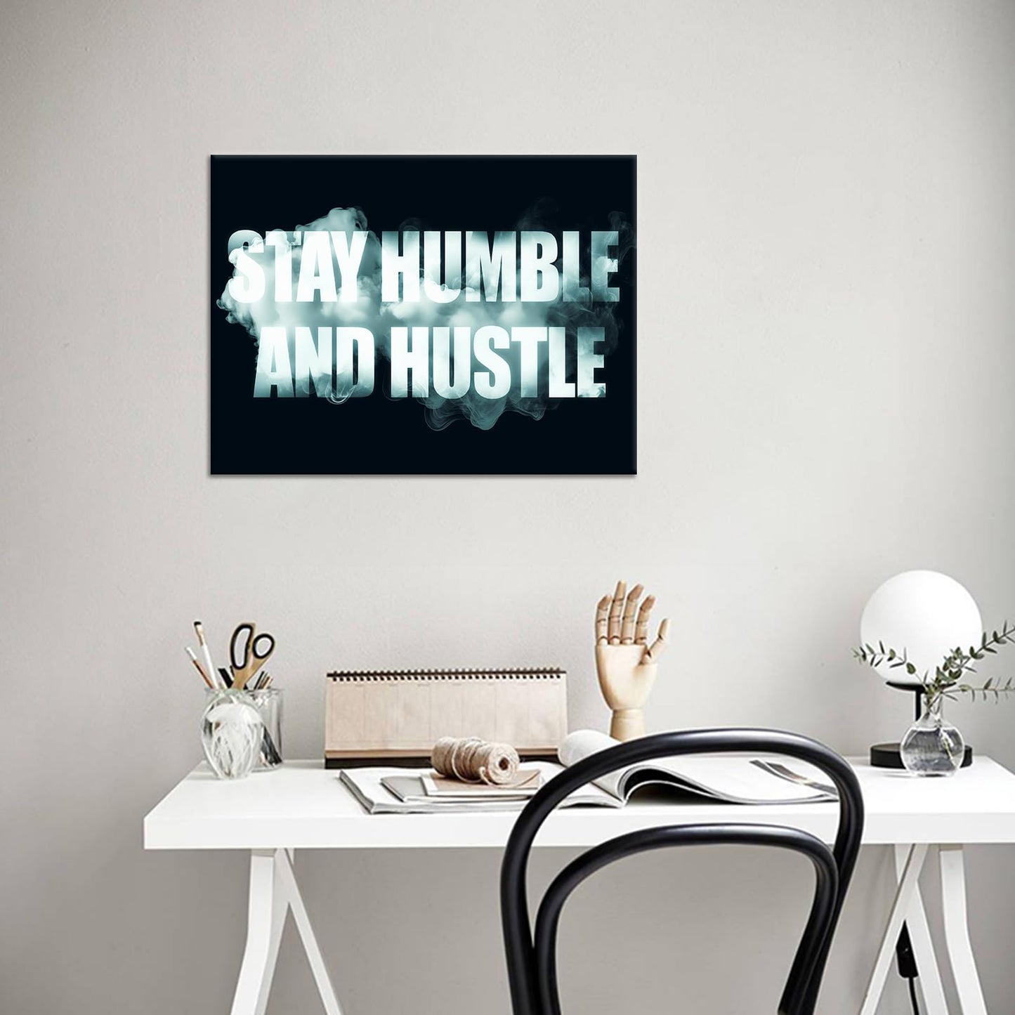 YSPCSUN Inspirational Posters for Office, Stay Humble and Hustle Canvas Poster Single Panel Wall Decor for Home Office Dorm Classroom, Framed Canvas Art, 24x18inch
