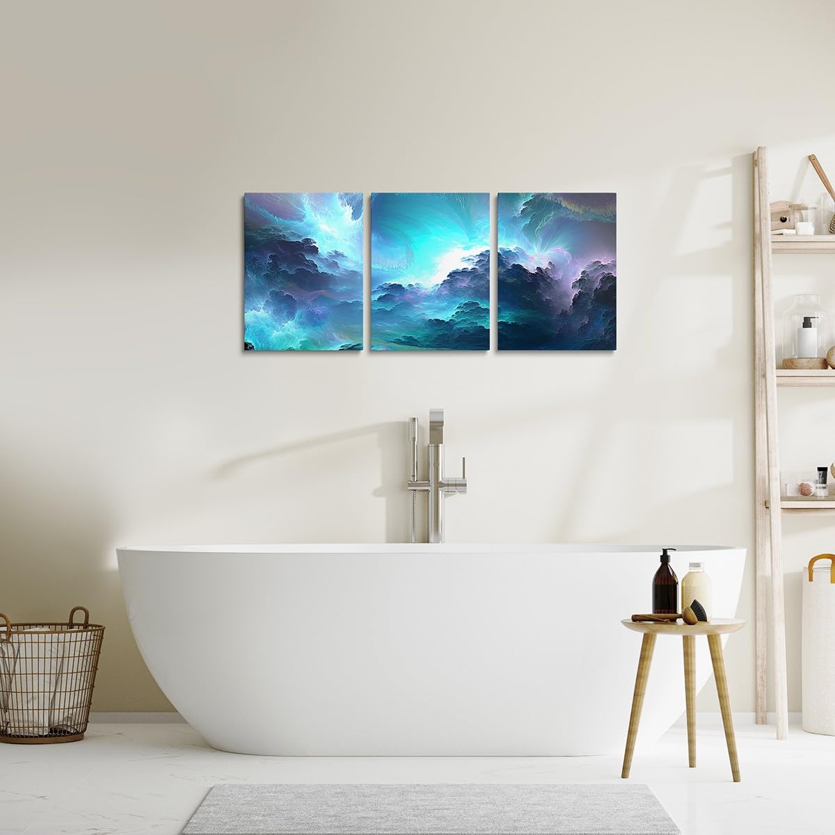 Purple Blue Marble Canvas Wall Art Set of 3, Purple Teal Glitter Paintings Wall Decor for Living Room Bedroom Modern Abstract Wall Art Ombre Poster Prints Luxury Decor Artwork Prints