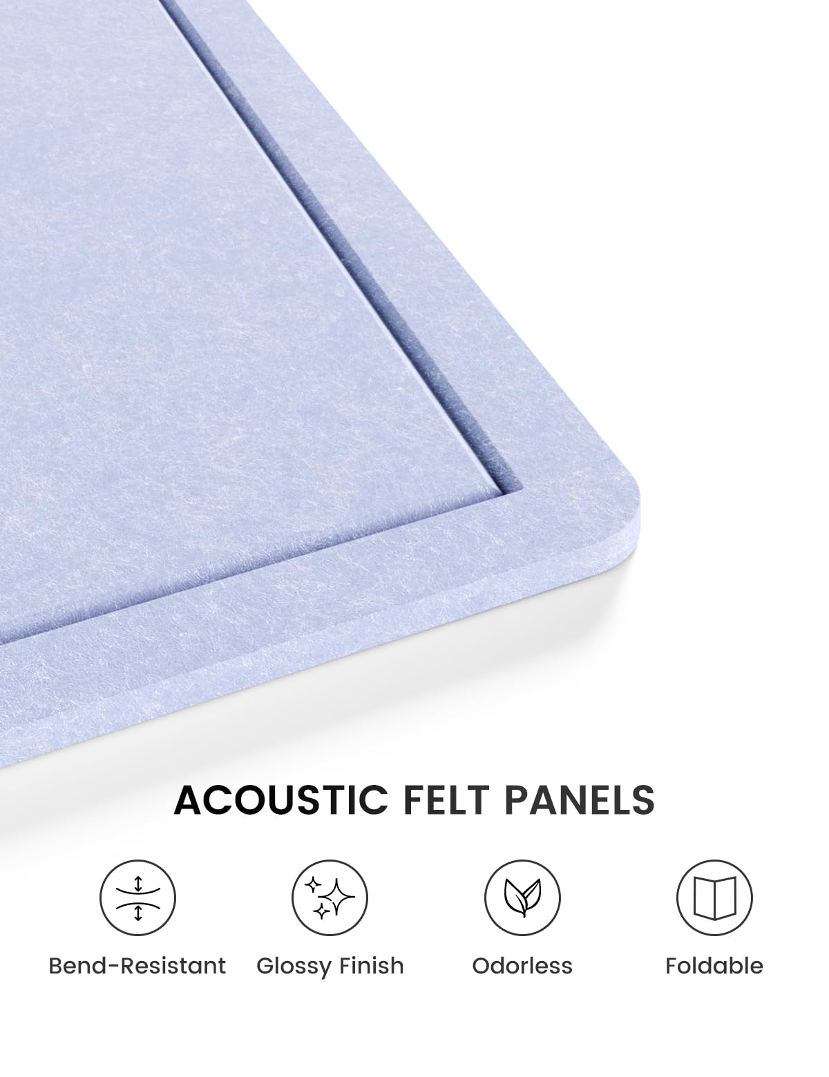 Fluxynara Bulletin Board, 23.6" x 17.5" Cork Board Alternative with 12 Safe Removable Adhesive Tabs, Foldable Felt Pin Board for Home Office, Classroom, Bedroom,Entryway for Walls—Soft Periwinkle