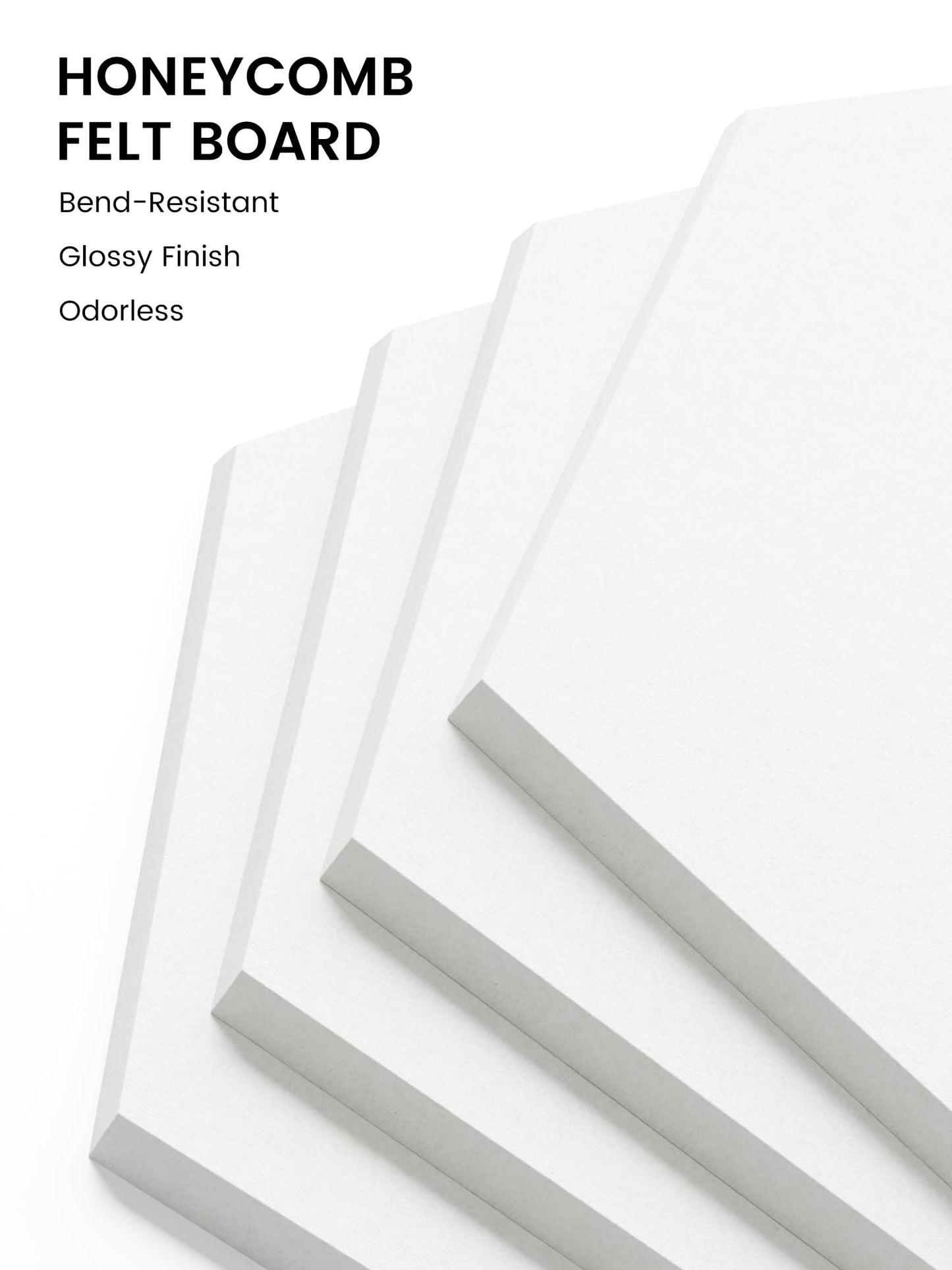 Fluxynara Hexagon Cork Board Alternative for Walls Decor-12-Pack Felt Bulletin Board Tiles,with 30 Pushpins,70 Adhesive Tabs for Office,Classrooms & Home Pin Board Felt Board-Milky White