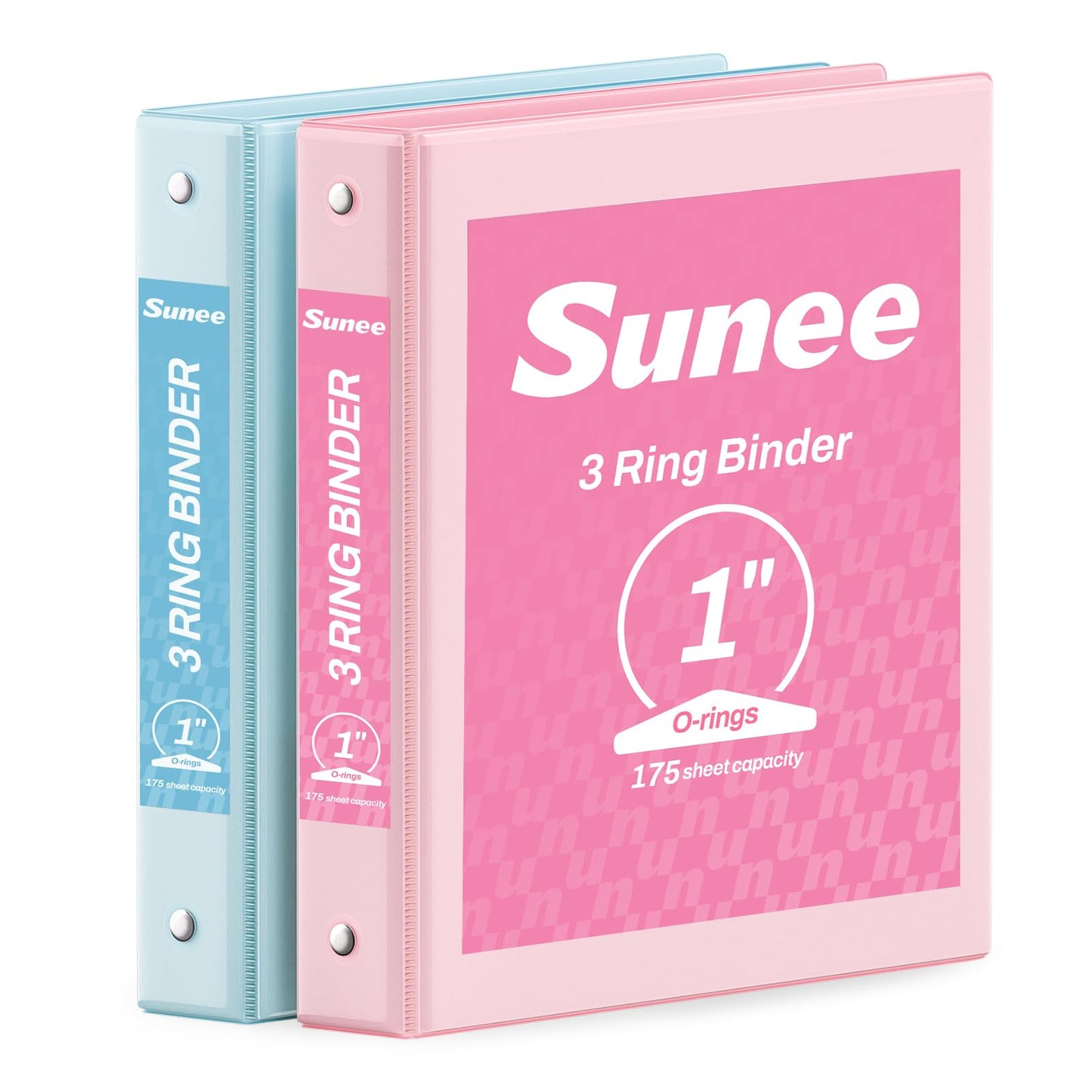 SUNEE 3 Ring Binder 1 Inch 2 Pack, Clear View Binder Three Ring PVC-Free (Fit 8.5x11 Inches) for School or Office Supplies, Pink & Blue