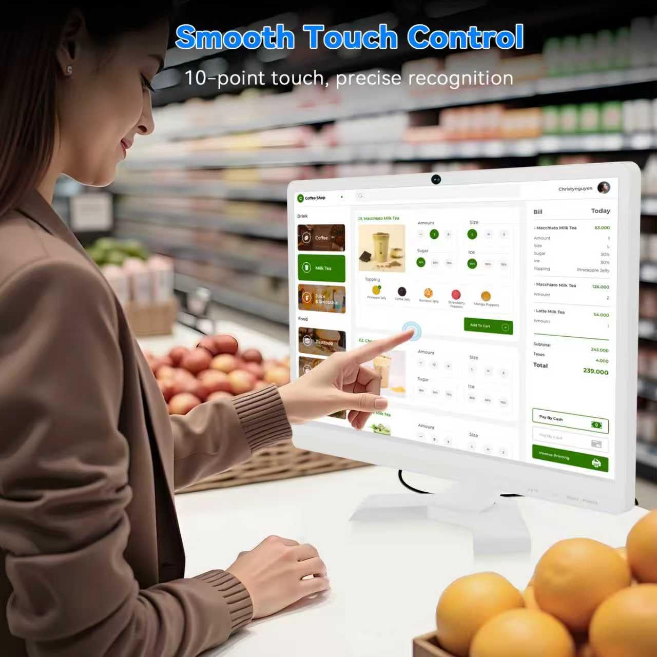 Pisichen 22 inch Touch Screen Monitor with Webcam FHD 1920x1080P Computer Monitor FreeSync HDR HDMI Ports Eye Care Frameless VESA Mount