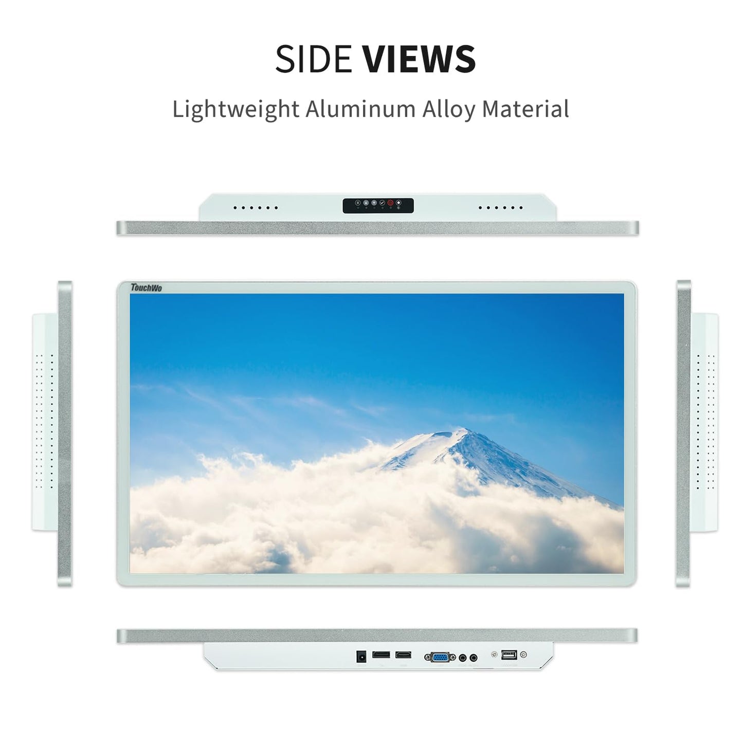 TouchWo Capacitive Multi-Touch Screen Industrial Monitor, 16:9 Display, Built-in Speakers, USB, VGA, DVI & HD-MI Ports, Digital Signage Displays and Player for Advertising (21.5-Inch White)