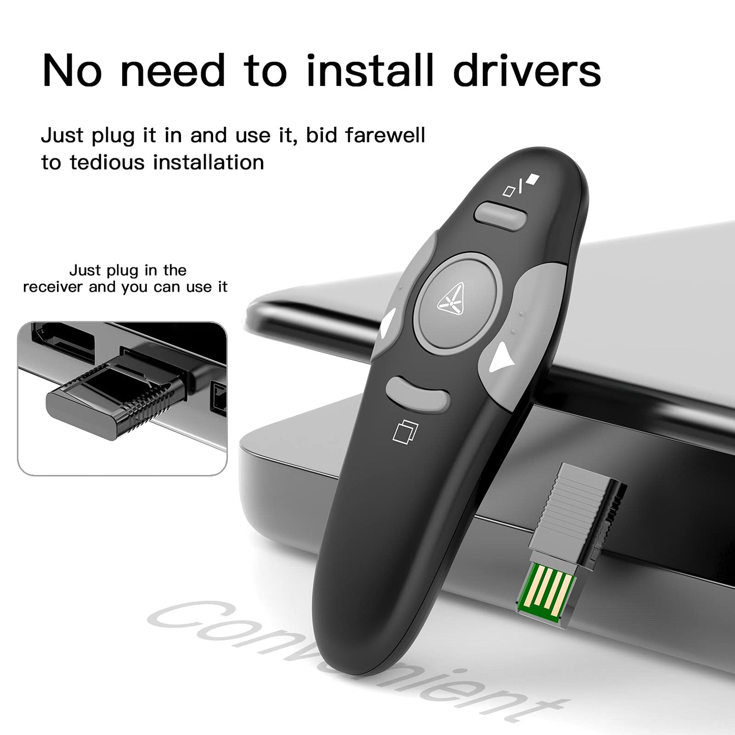 QUI Presenter Clicker Bundle | BK600 Slim-Shaped USB A Purple & BQ100 Remote-Shaped USB A Black