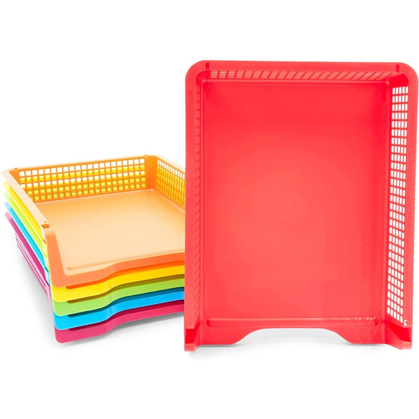 Bright Creations Classroom Turn in Trays - 6-Pack, Letter Size, 12.75 x 9.75 x 2.75 in, Rainbow Plastic - Teacher Supplies & Classroom Must Haves - Stackable Paper Organizer & Homework Trays