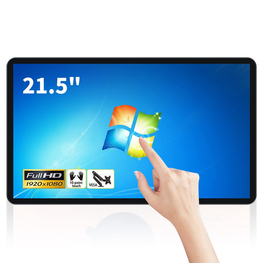 TouchWo 21.5 inch Touch Screen Industrial PC, i7, 8GB RAM, 256G ROM, 16:9 FHD 1080P, Windows 10, Smart Board for Classroom, Meeting & Game, USB, VGA & HD-MI Monitor