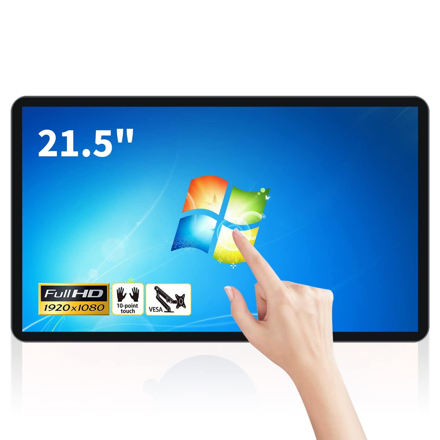 TouchWo 21.5 inch Touch Screen Industrial PC, i7, 8GB RAM, 512G ROM, 16:9 FHD 1080P, Win-11 Pro, Smart Board for Classroom, Meeting & Game, USB, VGA & HD-MI Monitor