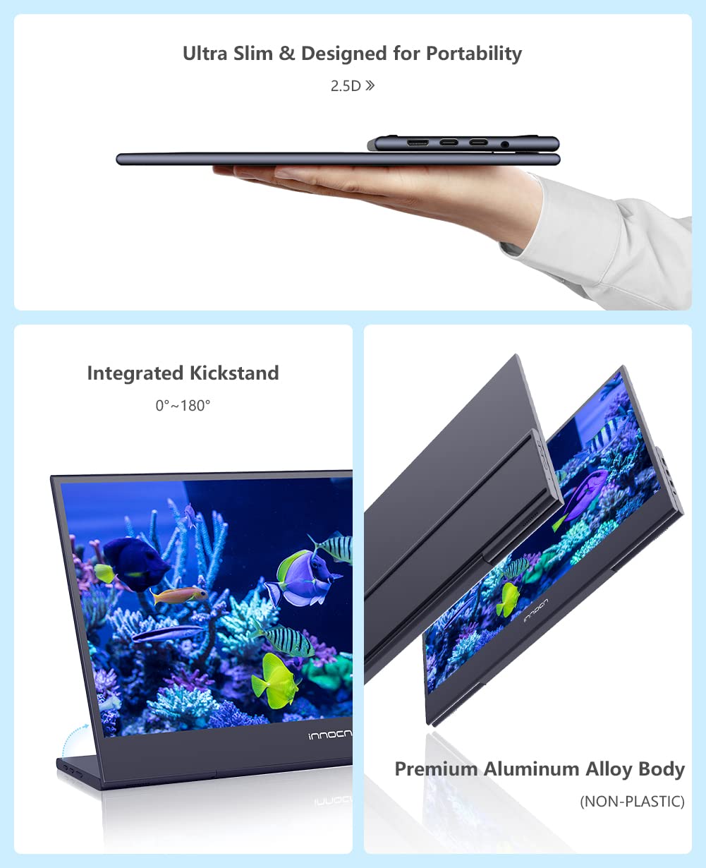 INNOCN 15.6" 4K Portable Monitor Touchscreen 3840 x 2160 USB C HDMI External Gaming Monitor Second Computer Screen Travel Portable Monitor for Laptop w/Kickstand
