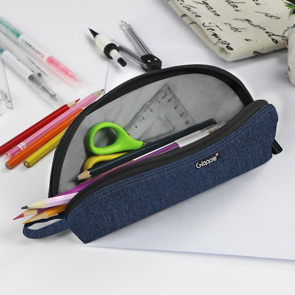 Gloppie Pencil Pouch - Practical Pencil Case, Aesthetic Simple Pencil Bag, Small Pen Holder, Back to School Supplies for Girls Boys, Blue