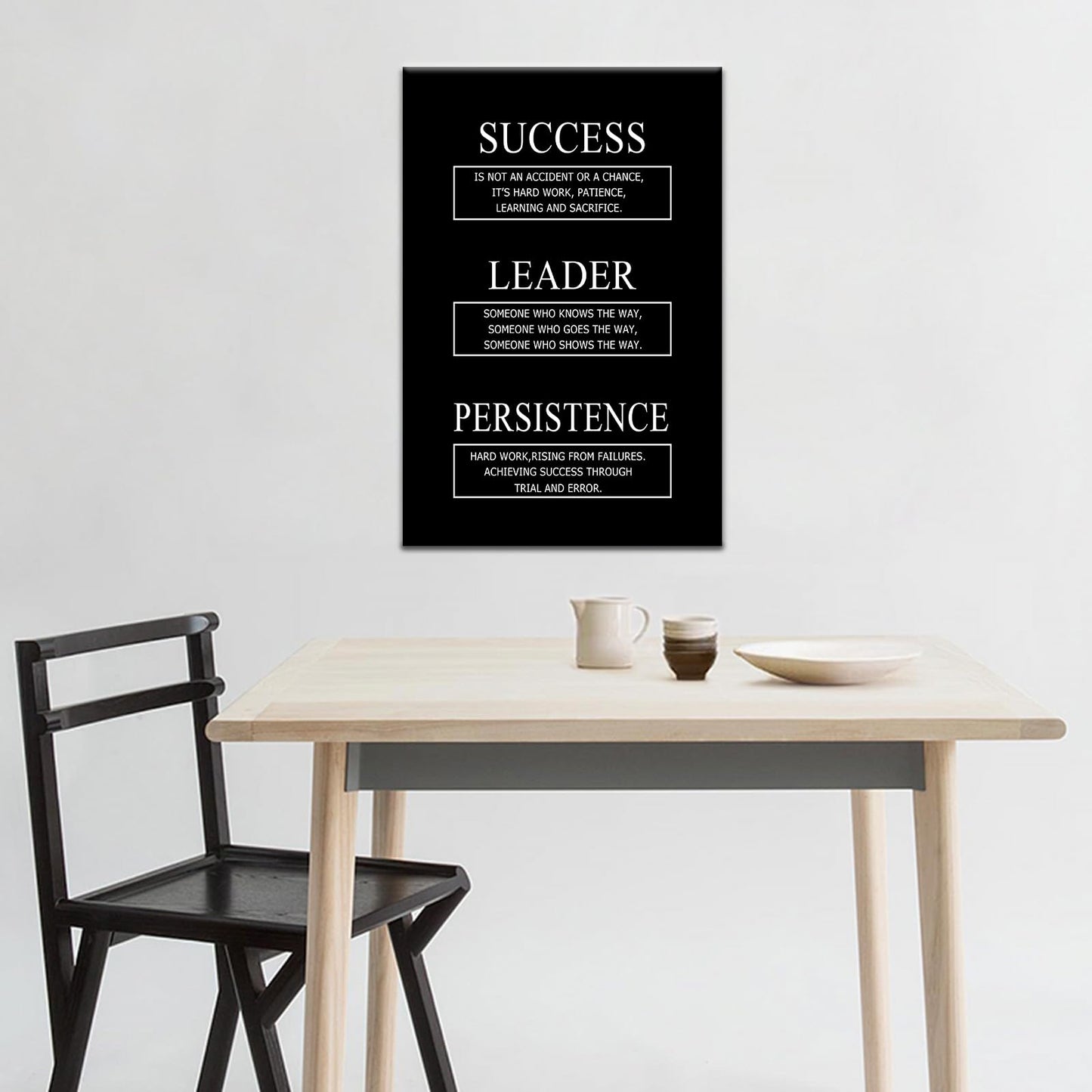 Success Leader Persistence Inspirational Canvas Wall Art for Office Motivational Quotes Poster Print Positive Picture Artwork for Home Bedroom Gym Wall Decoration Stretched and Framed [12''Wx18''H]