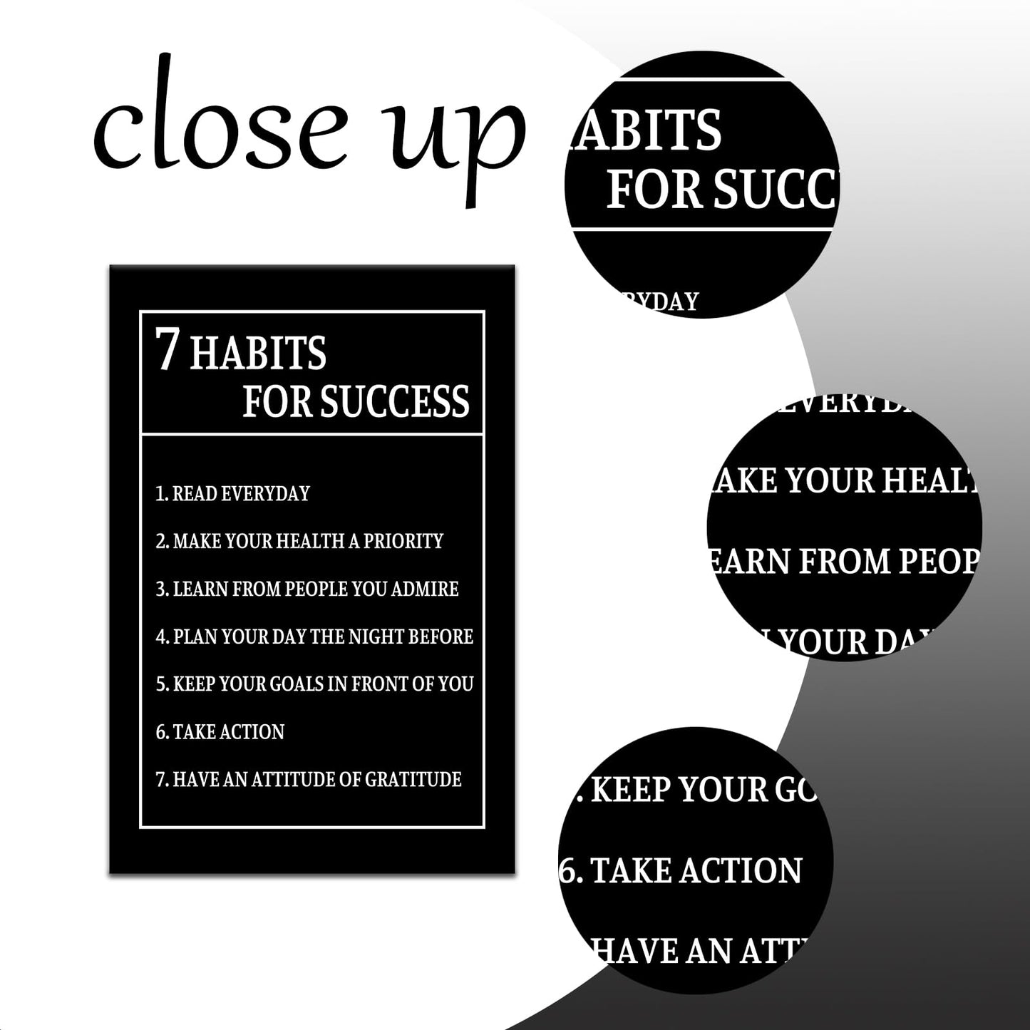 7 Habits for Success Inspirational Canvas Wall Art Motivational Positive Poster Print for Modern Modern Bathroom Bedroom Living Room Wall Decor Artwork Ready to Hang [12''Wx18''H]