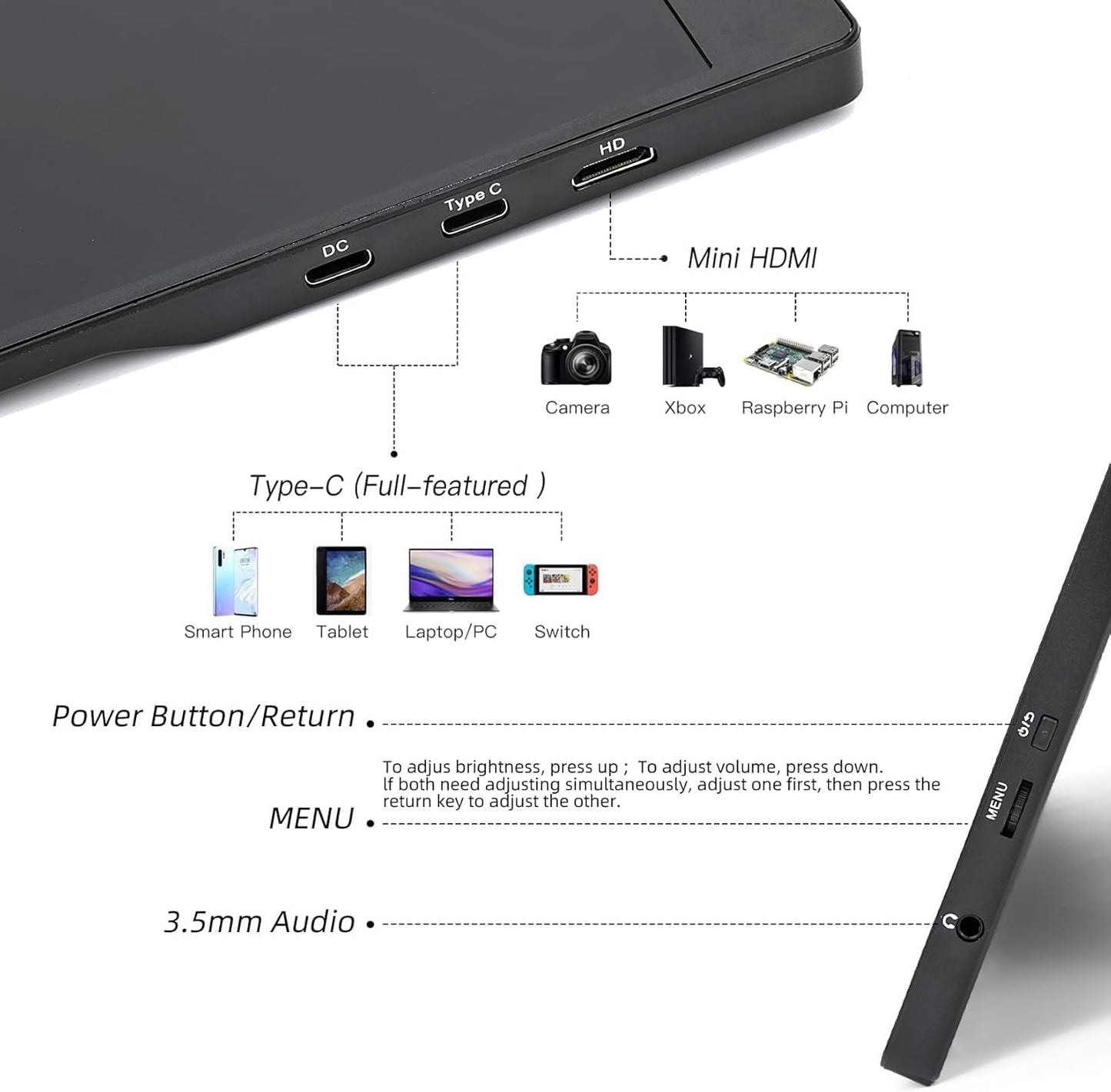 QQU 14" Portable Touchscreen Monitor, 1920 x 1200 IPS/HDR Ultra-Slim Travel Display with VESA Mount & Smart Cover, Kickstand & Speakers, HDMI USB-C External Monitor for Laptop, PC,Phone, Tablet, PS4/5