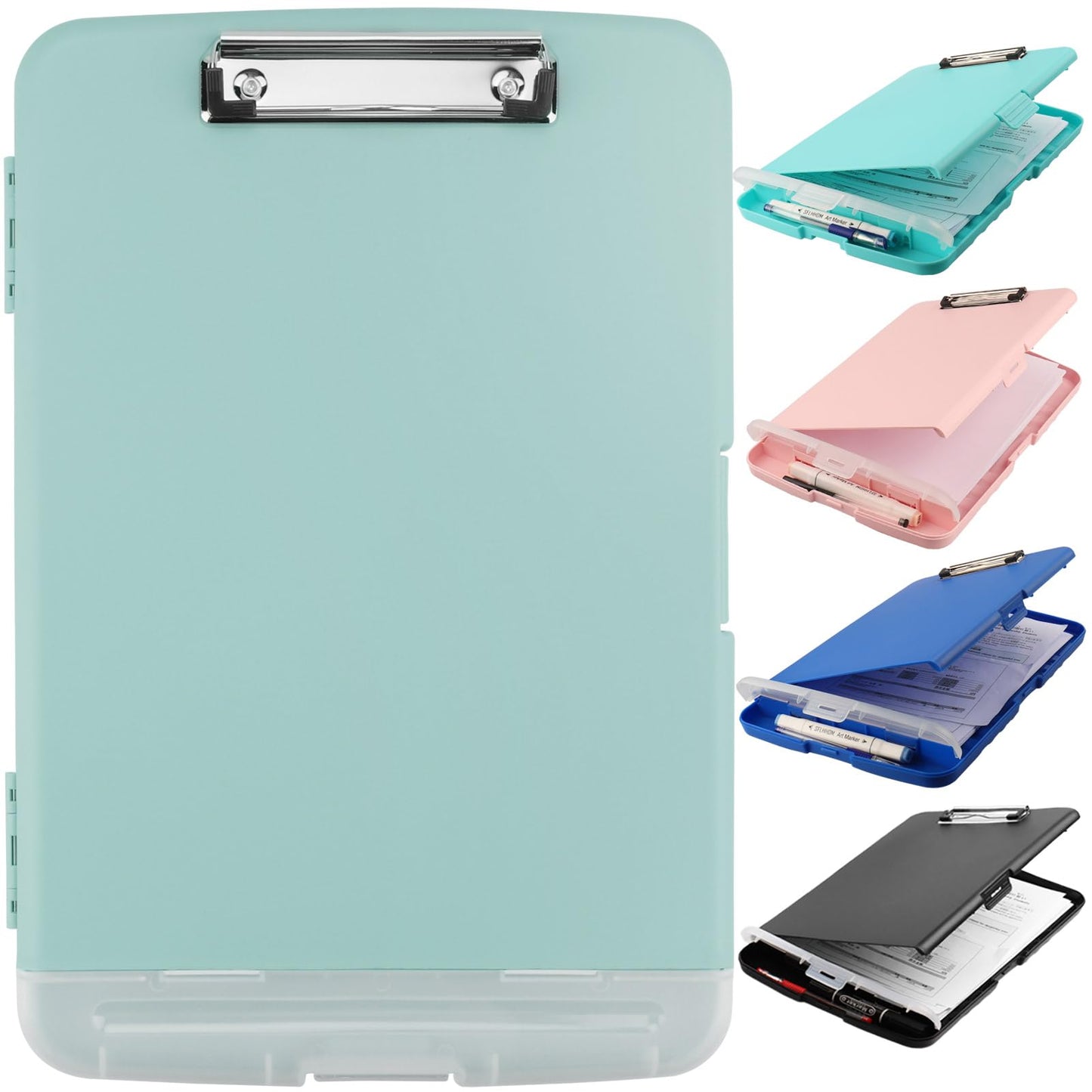 SFLHHDM Storage Clipboard with Pen Holder, High Capacity Clipboards for Classroom, Clip Boards 8.5x11 with Storage, Low-Profile Clip, Lightweight Plastic Clipboard for Kids, Lawers, Office Workers