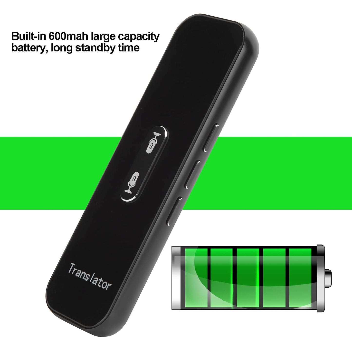 LOCADENCE Language Translator Device, Portable Instant Translator, Translator Intelligent Voice Bt Translator for Travel Business Learning (All Black)