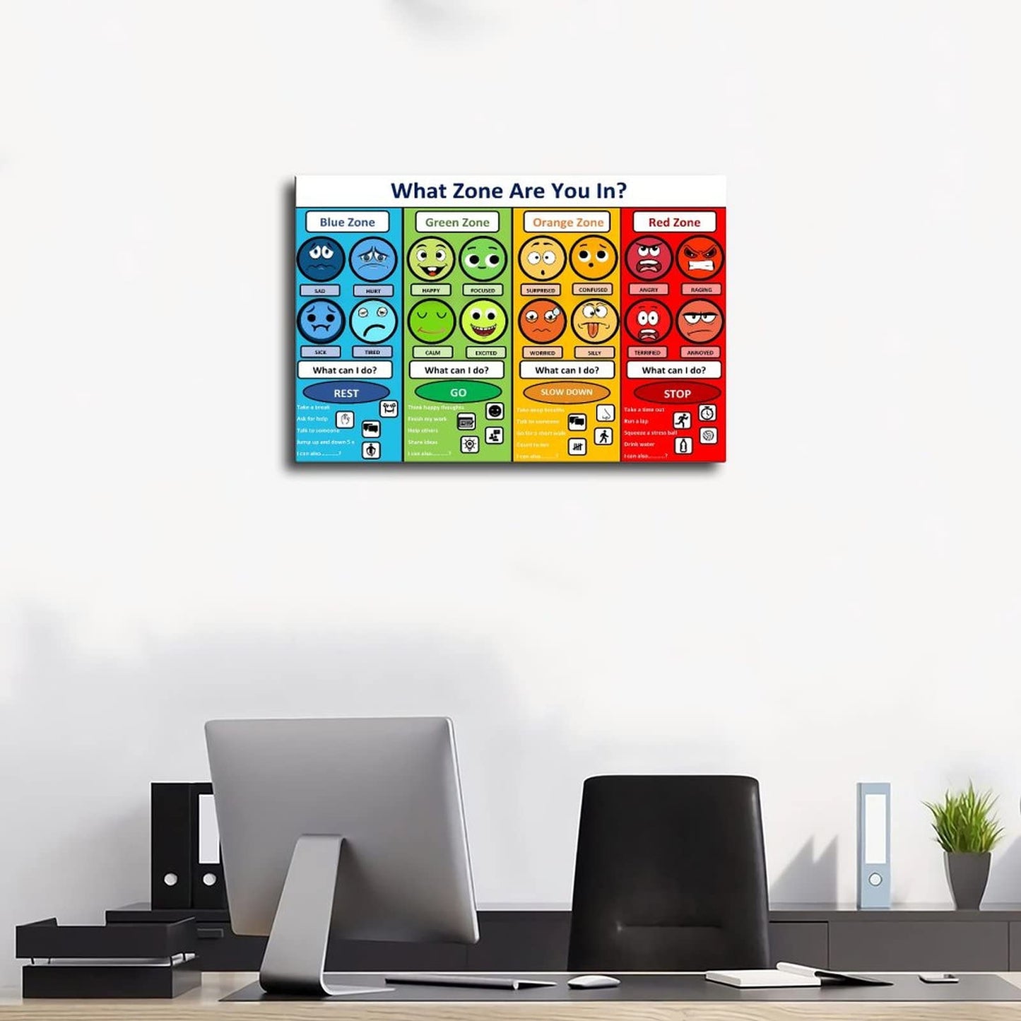 MYLU Emotional Management Zones Of Regulation Educational Poster 3 Canvas Poster Bedroom Decor Sports Landscape Office Room Decor Gift Unframe-style 12x18inch(30x45cm)