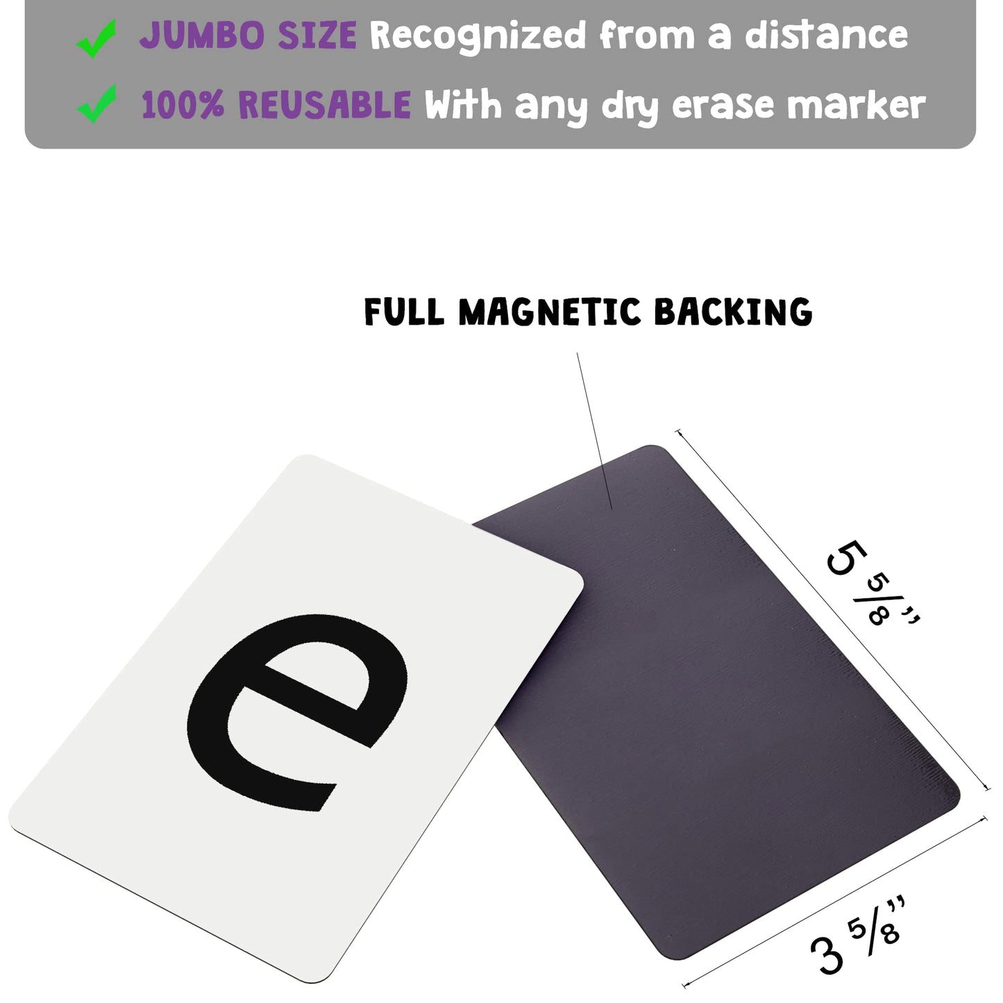 Attractivia Magnetic Big Alphabet ABC Flash Cards - 52 Sturdy Uppercase & Lowercase Large Letters, Black - for Classroom Teachers, Homeschool, ESL, Kids and Adults