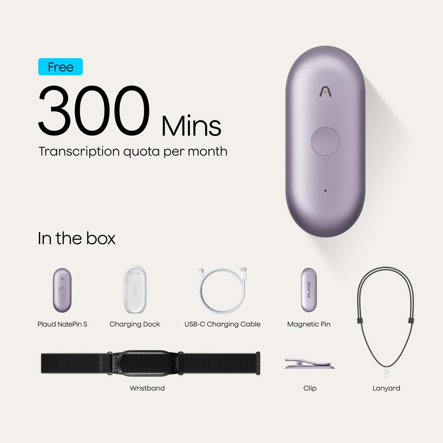 Plaud NotePin S AI Voice Recorder, Wearable AI Notetaker, AI Transcribe & Summarize, Support 112 Languages, 64GB Audio Recorder for Meetings Interviews, Professionals, Teams, with 4 Accessories