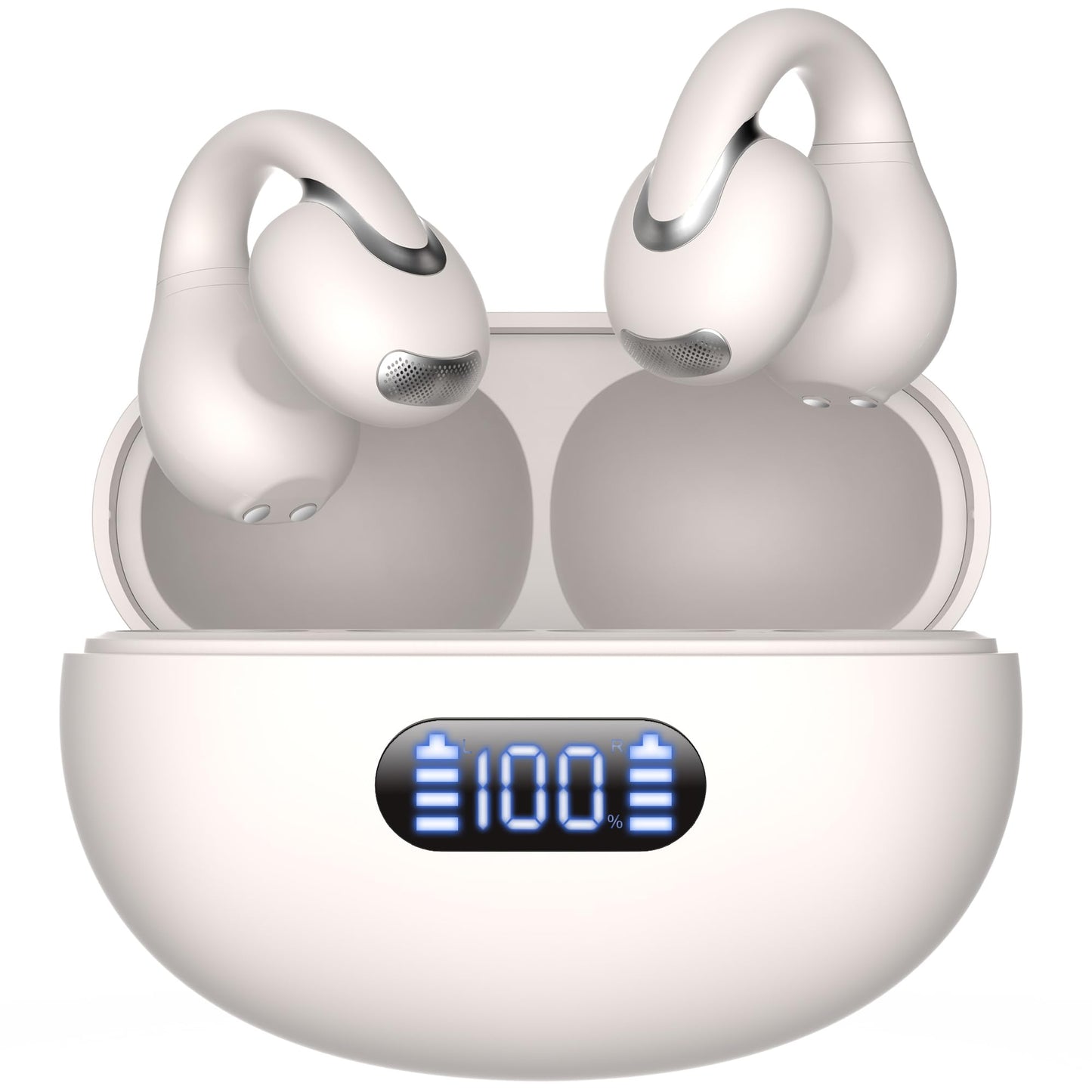 Language Translation Earbuds Real Time, IAMJOY Language Translator Earbuds Open Ear Clip-On Earbuds, Audifonos Traductores Inglés Español Language Translator Device with APP for Travel Study, White