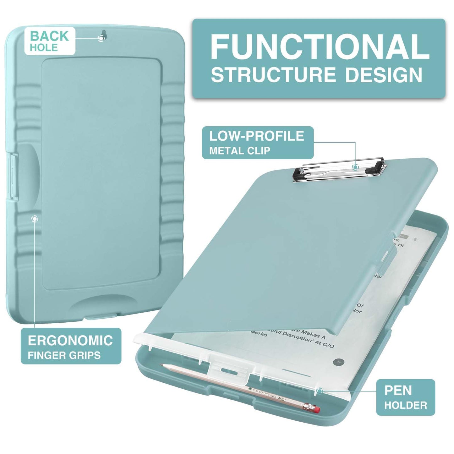 Sooez Clip Boards 8.5x11 with Storage, High Capacity Storage Clipboard, Nursing Clipboard Folder with Pen Holder, Heavy Duty Plastic Clipboard with Low Profile Clip, Clipboard Binder for Teacher, Work