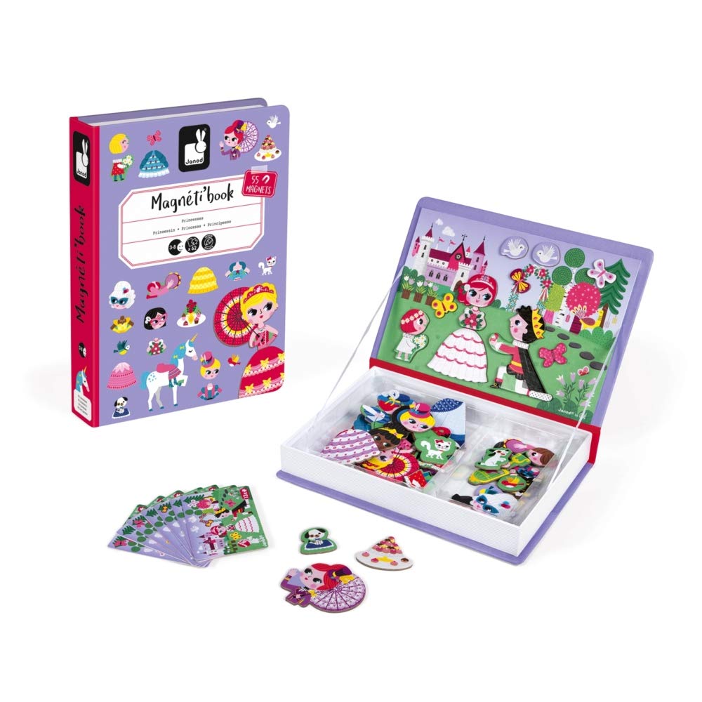 Janod MagnetiBook 63 pc Magnetic Princess Costumes Dress Up Game - Ages 3+ - J02725