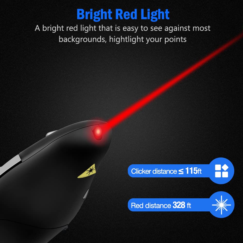 Presentation Remote Clicker, USB A & USB C Wireless Presenter for PowerPoint Presentation Remote, RF 2.4GHz Slide Advancer for Mac, Keynote, Computer, Laptop