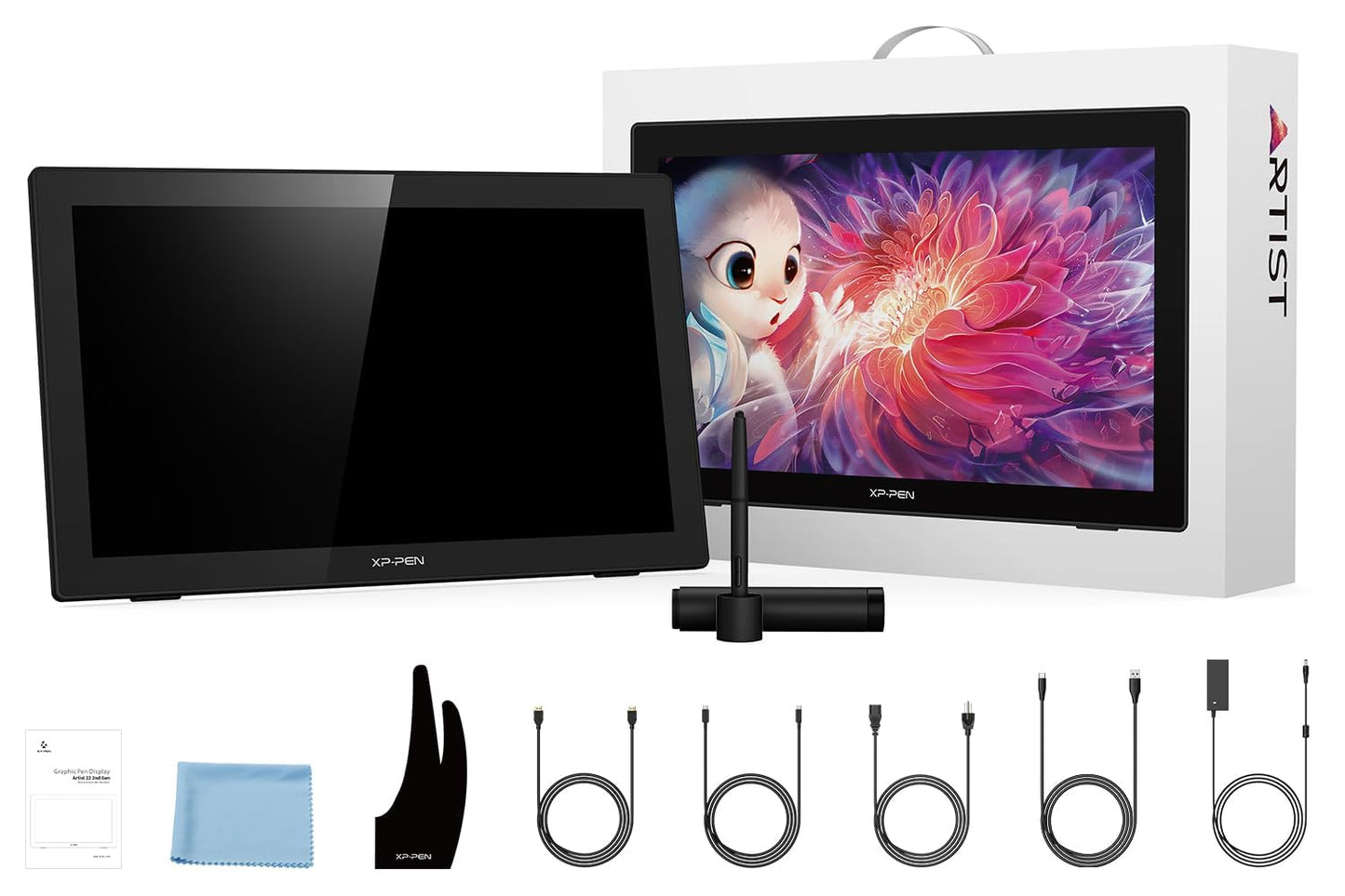 Drawing Tablet with Screen XPPen Artist 22 2nd Computer Graphics Tablet 122% sRGB with 8192 Levels Tilt Function Battery-Free Stylus, 21.5inch Pen Display Compatible with Windows, Mac, Linux
