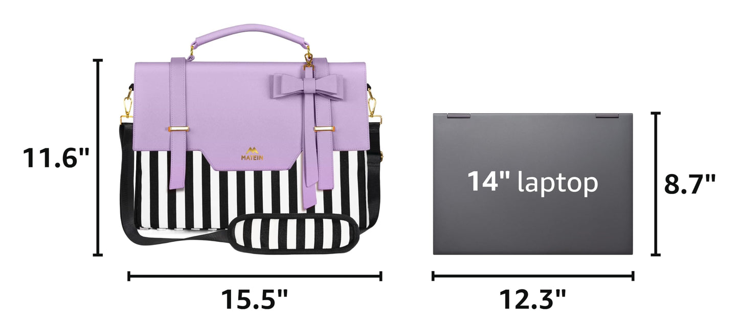 MATEIN Laptop Tote Bag for Women, 15.6 inch Cute Computer Sleeve Case Briefcase with RFID Pocket for Nurse Teacher, Lightweight Messenger Carrying Shoulder Handbag, Sister Gift for Office Work, Purple