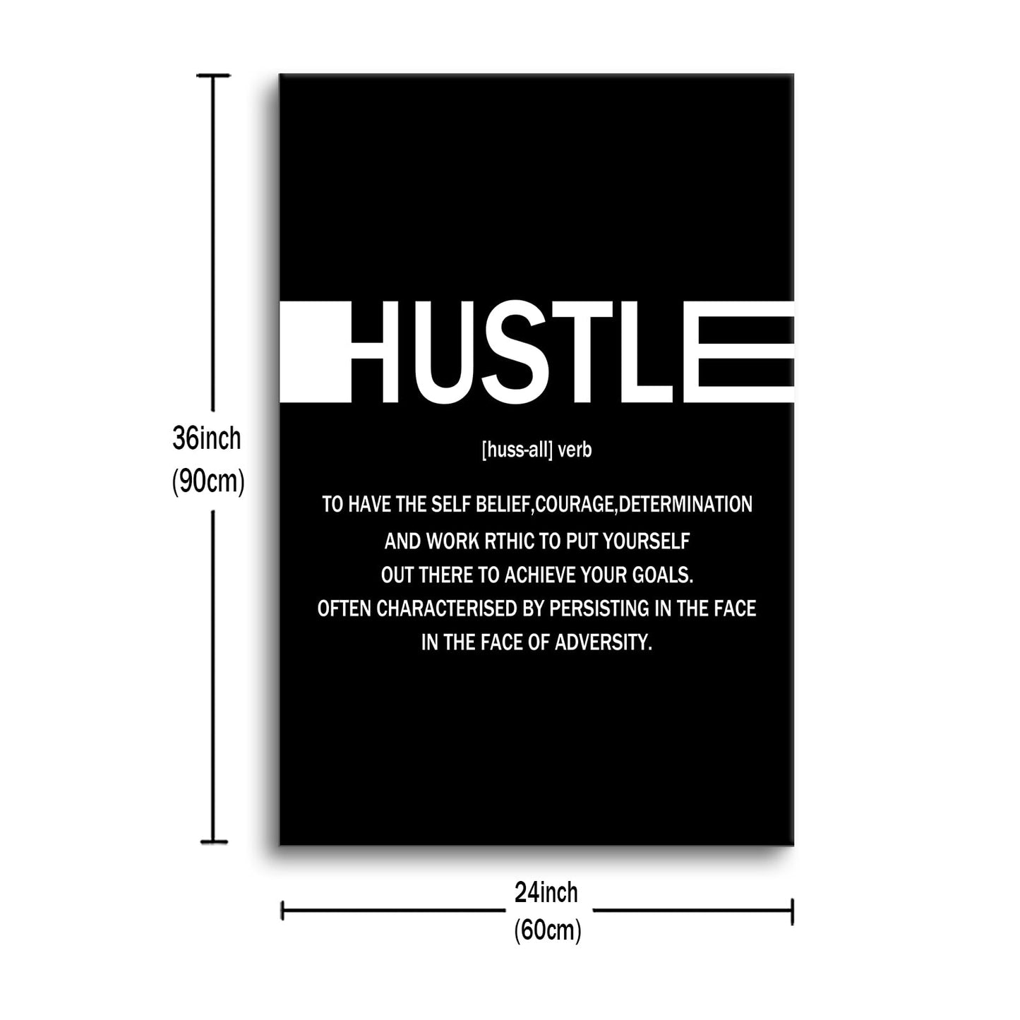 Hustle Entrepreneur Quotes Poster Print Motivational Pictures Painting Inspirational Canvas Wall Art for Modern Office Bedroom Living Room School Wall Decor Ready to Hang [24''Wx36''H]