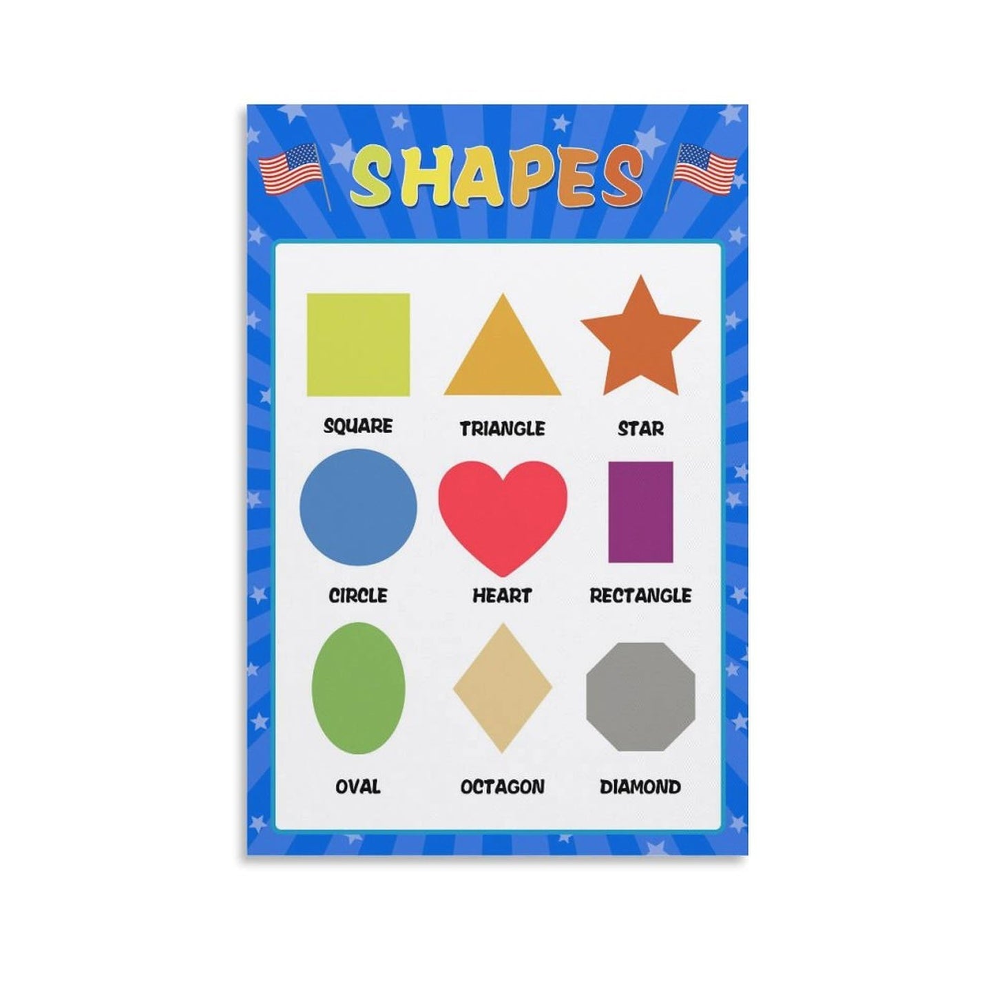 LINWDSB Shapes Posters for Classroom Wall, Shapes Learning Poster Wall Decor for Classroom Nursery Kids Room Playroom Preschool Decor Unframe style-6 12x18inch(30x45cm)