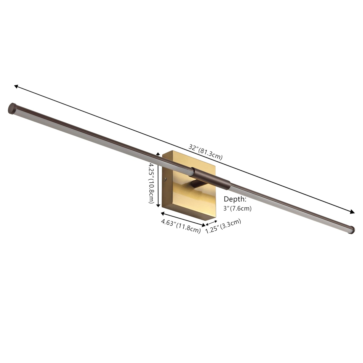 JONATHAN Y Makena Wall Sconce, 32in Dimmable LED, Metal, Oil Rubbed Bronze/Brass Gold, Model JYL7040F