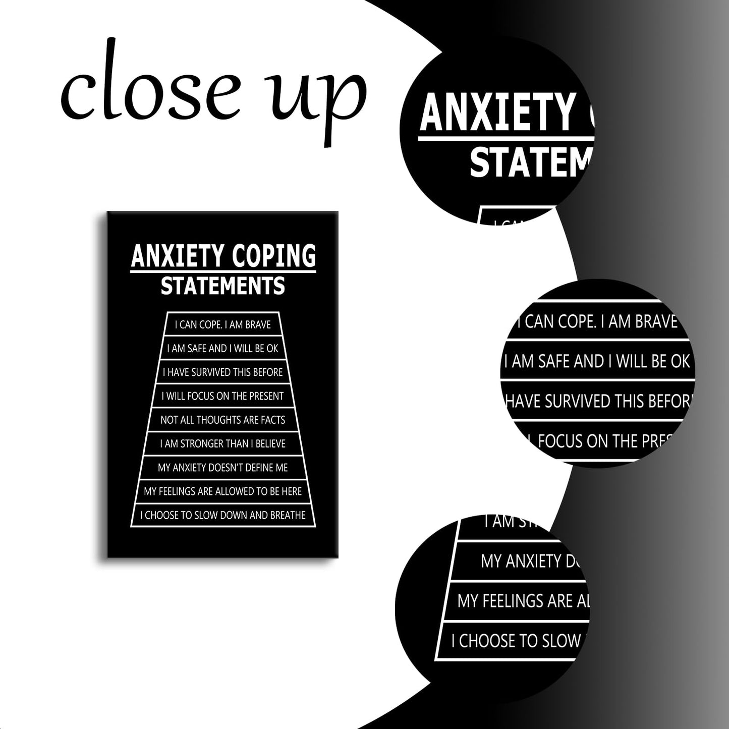 YSPCSUN Motivational Poster Anxiety Coping Statements Quote Office Decor Painting Practice Inspirational Canvas Wall Art Prints Artwork for Modern Home Living Room Ready to Hang [24''Wx 36''H]