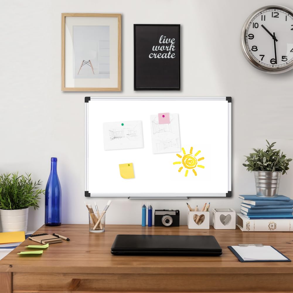 XBoard Magnetic Whiteboard 24 x 18 Inch, Dry Erase Board with Aluminium Frame for Home School Office