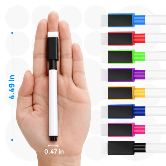 OWLKELA 240 Pcs Magnetic Dry Erase Markers with Eraser Cap, Fine Tip Whiteboard Markers with Eraser, Low Odor Dry Erase Marker Set for School Office Home, 8 Color