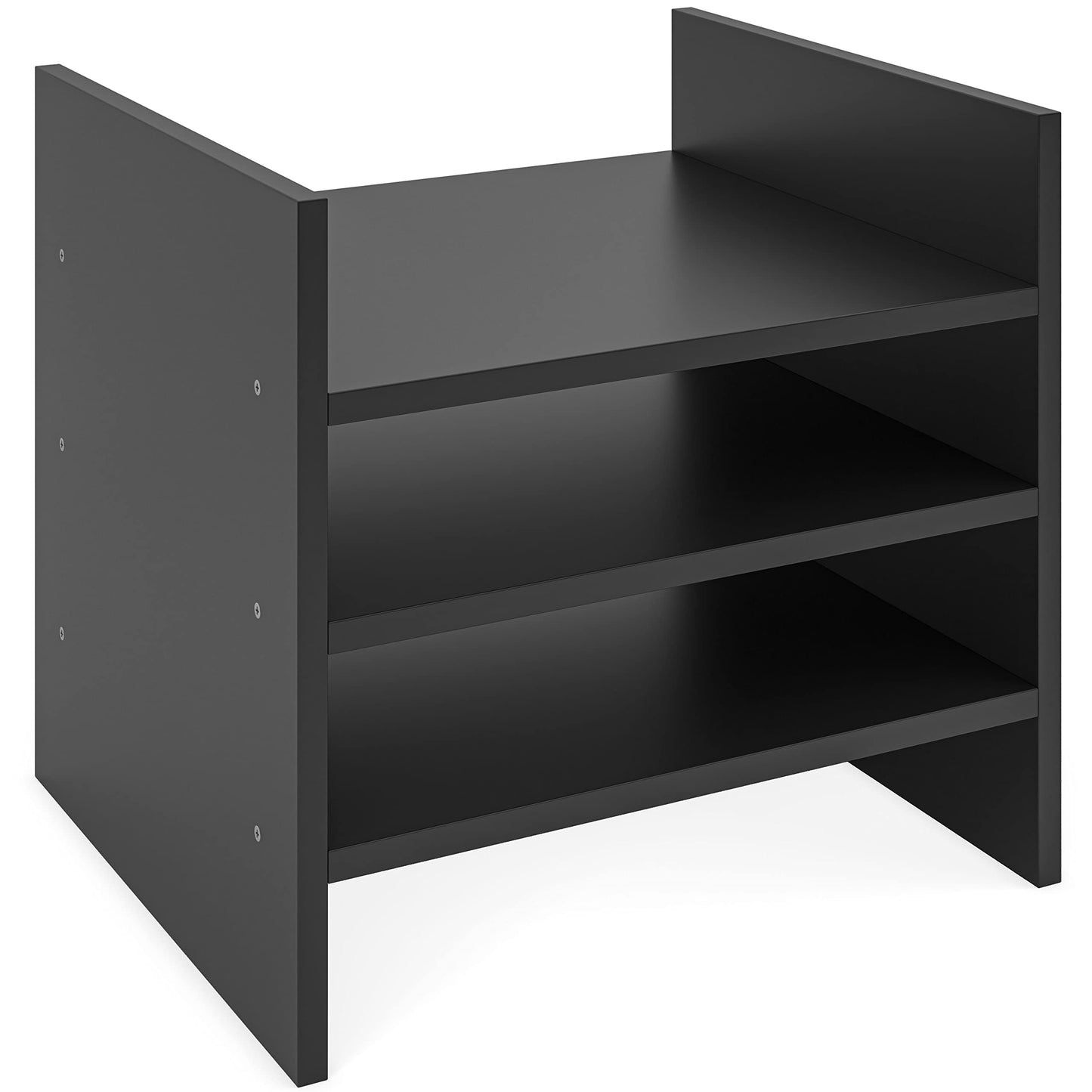 Ballucci 4-Tier Paper Sorter and File Organizer for Desk, Wood Mail Sorter, Fits into IKEA Kallax and ClosetMaid Cube Storage Shelves, Paper Tray, Mail Holder Stand for Classroom, Office, Black