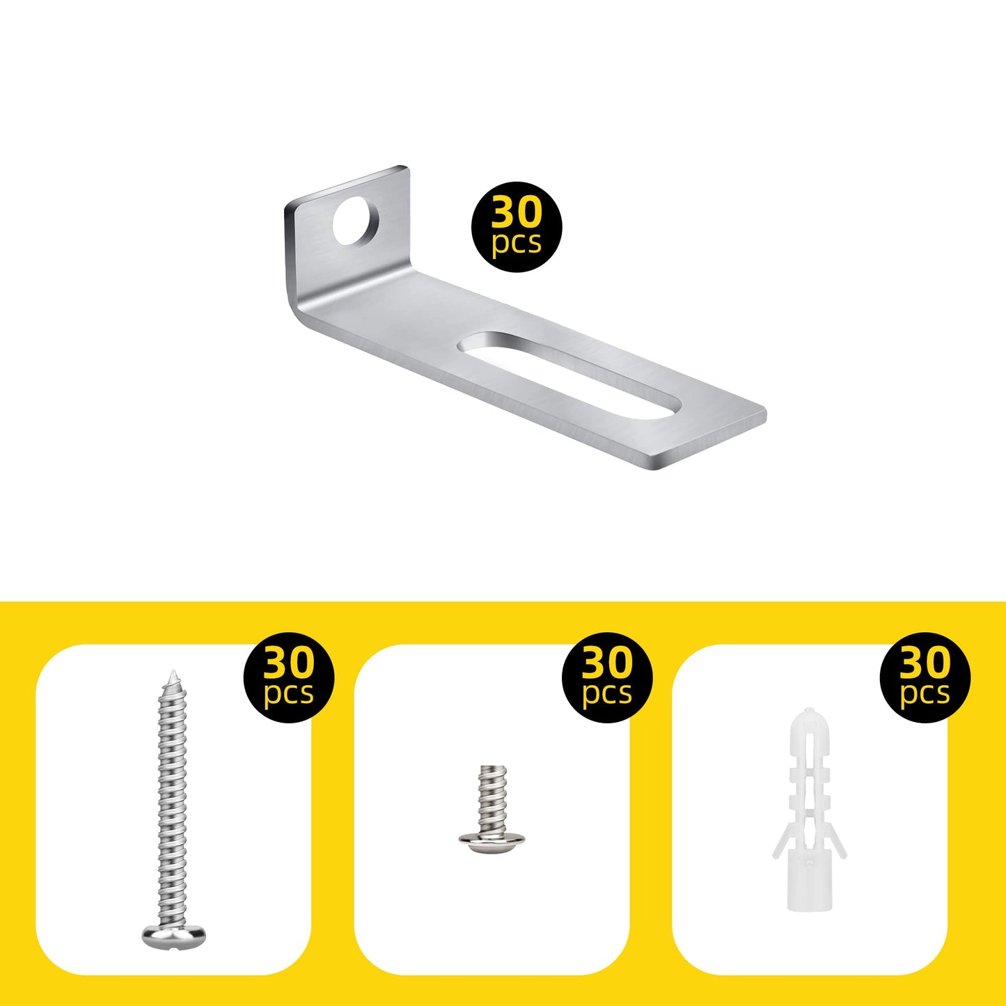 30 Set White Board Mounting Hardware,Whiteboard Hanging Brackets, White Board Installation Kit Includes Hanger Supports, Screws and Expansion Tube for Hanging Whiteboard Office Supplies (38*9.5*12mm)