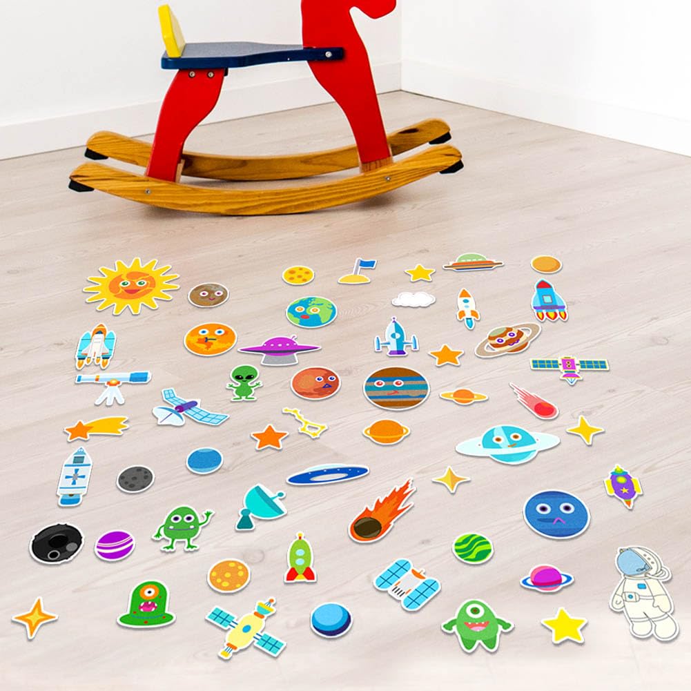 BEUNITONE Solar System Felt Story Board Set 55 Pcs Large Outer Space Universe Storytelling Space Planet Pieces for Felt Flannel Board Preschool Craft Early Learning Interactive Play Kit