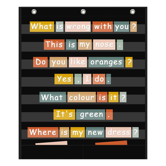 ANCOMEDO 7+2 Pockets Standard Pocket Chart, Clear 7 Pockets Words Chart with 2 Extra Storage Pocket for Classroom Home Office Use,Large Size:33.2”x 28” Letter Cards, Word Wall and Sentence Strips.