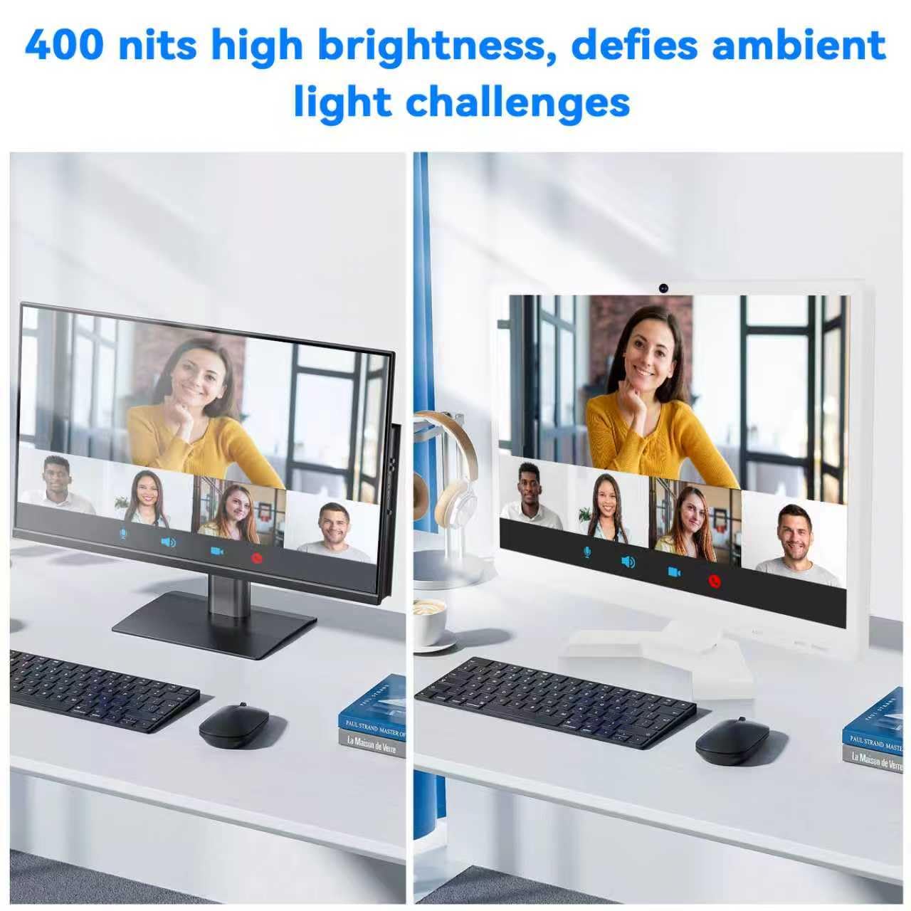 Pisichen 22 inch Touch Screen Monitor with Webcam FHD 1920x1080P Computer Monitor FreeSync HDR HDMI Ports Eye Care Frameless VESA Mount