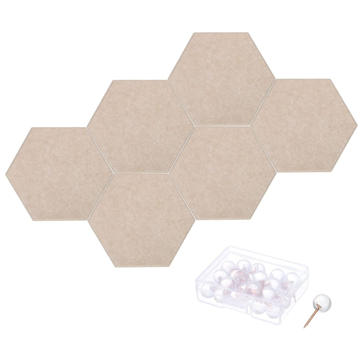 PATIKIL Felt Bulletin Board, 12"x10", 6 Packs Self Adhesive Hexagon Felt Tiles for Sound Proofing Wall Panels for Home Office Recording Studio,Game Room, Camel
