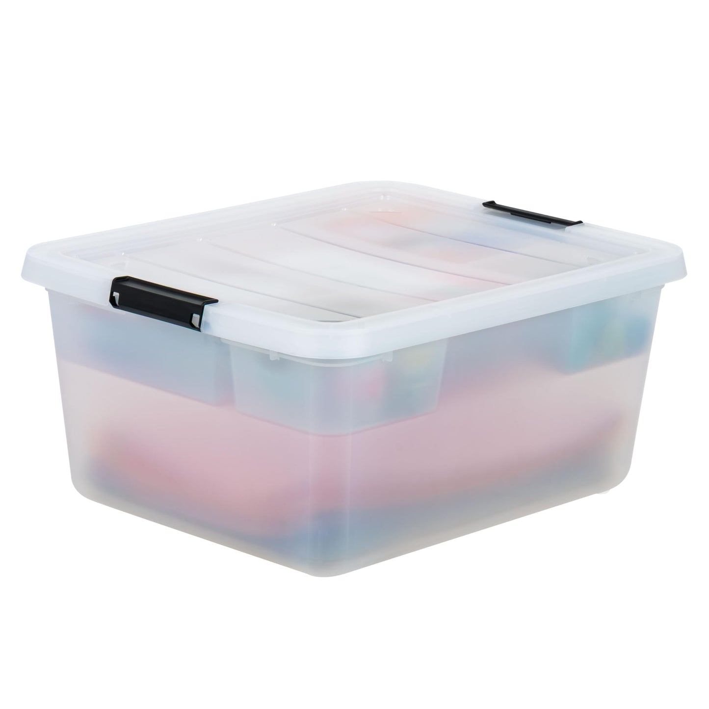 IRIS USA 18 QT Clear Storage Organizer with Removable Dividers, Stackable Plastic Storage Box with Lid, Modular Container for Crafts, Tools, Office & Pantry Organization