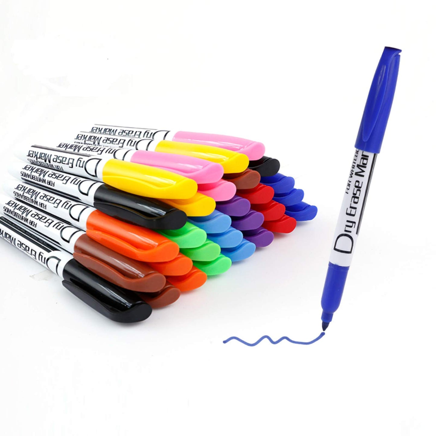 Volcanics Dry Erase Markers Low Odor Fine Whiteboard Markers Thin Box of 125, 10 Colors