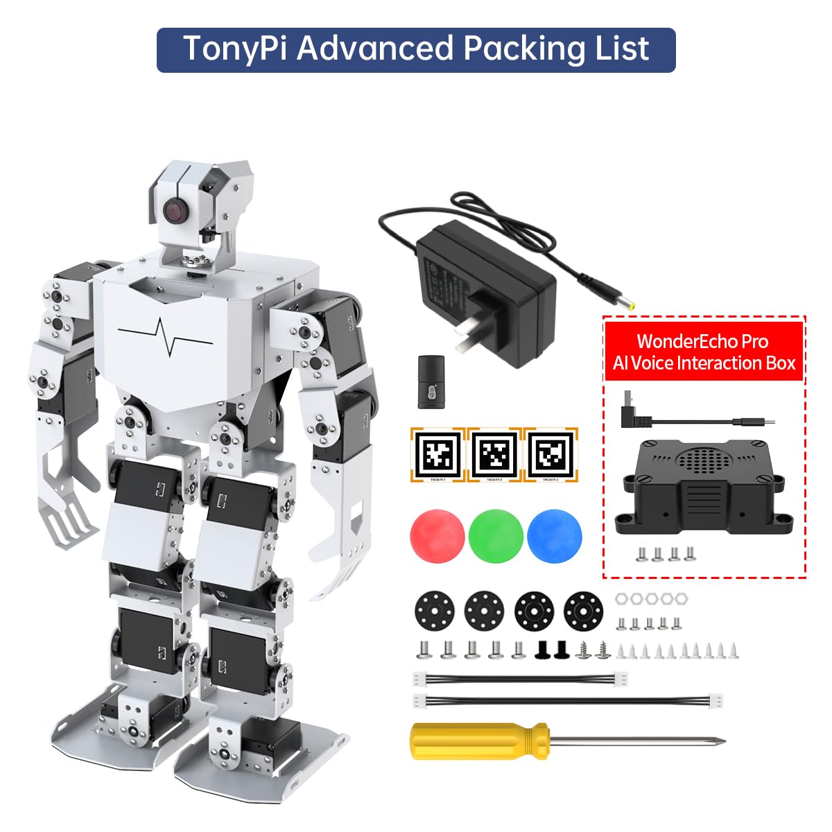 HIWONDER Humanoid Robot with ChatGPT Multimodal AI Models AI Embodied Intelligent Vision Scene Voice Understanding 18DOF Educational Robot Kit Python Programming, TonyPi Advanced & RaspberryPi 5 8GB