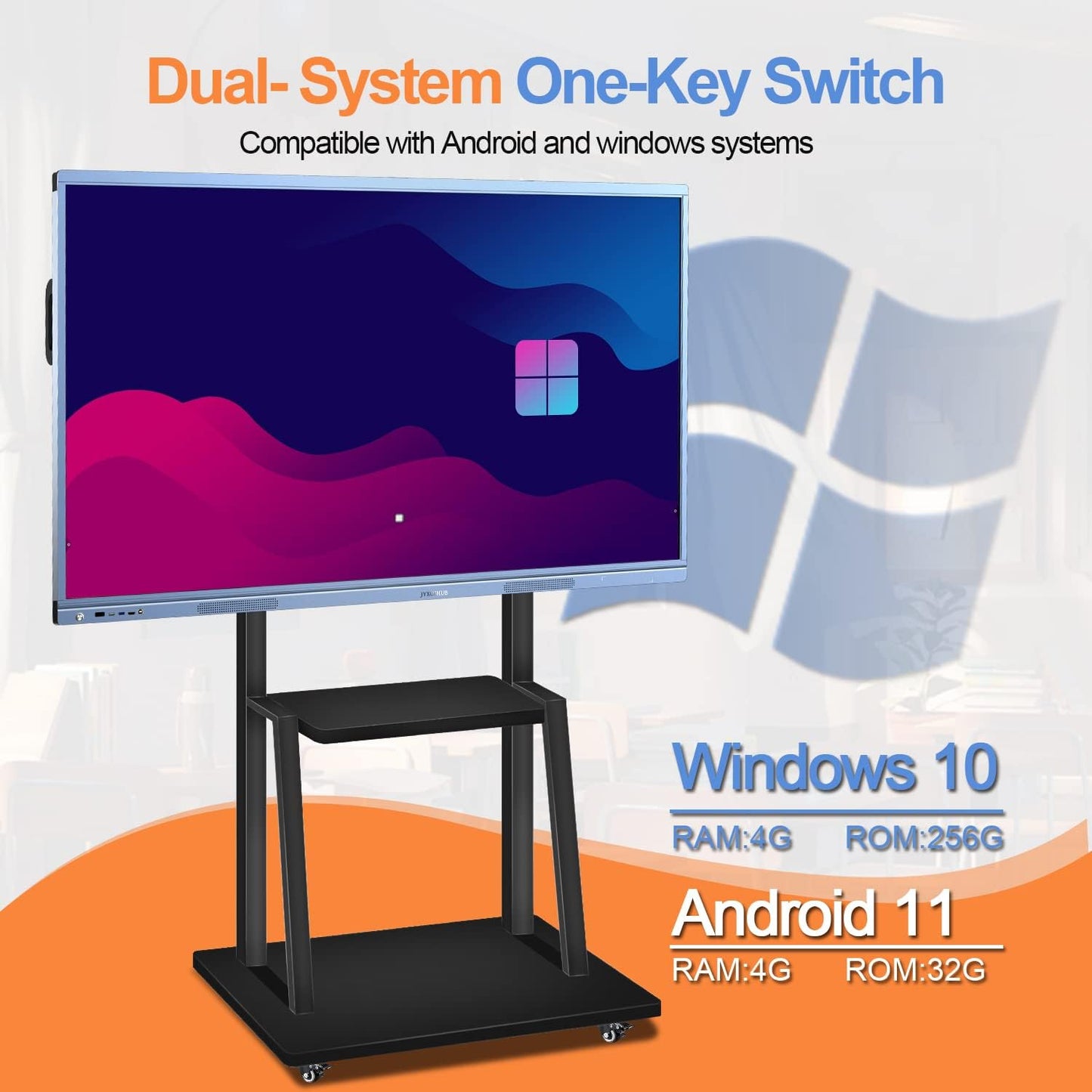 Smart Board Collaboration Hub, JYXOIHUB 55 Inch 4K UHD Digital Electronic Whiteboard Built in Dual OS for Classroom and Business, Touch Screen Interactive Smart Whiteboard (Board Only)