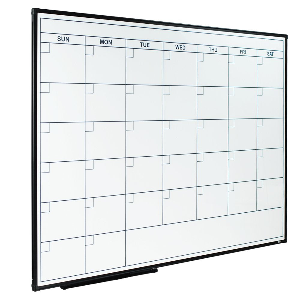 Lockways Dry Erase Calendar Whiteboard, Magnetic White Board Calendar Monthly 48 X 36 Inch, Ultra-Slim Black Aluminium Frame
