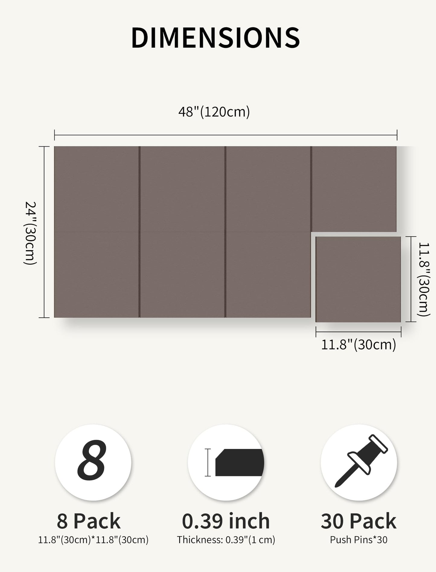 Large Bulletin Board 48"x 24" Cork Boards for Walls, 8 Pack Felt Wall Panels Photo Board, Cork Board for Office Home Pin Board