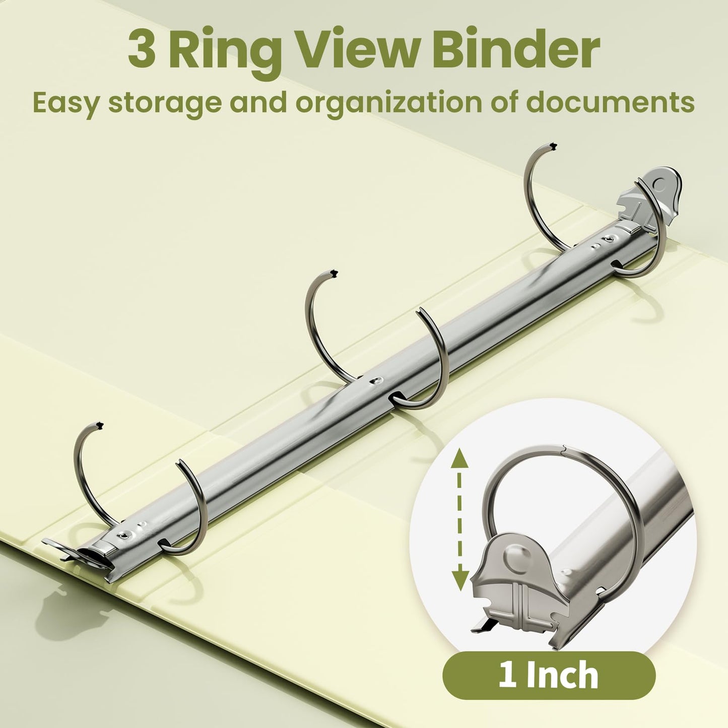SUNEE 3 Ring Binder 1 Inch 2 Pack, Clear View Binder Three Ring PVC-Free (Fit 8.5x11 Inches) for School or Office Supplies, Yellow