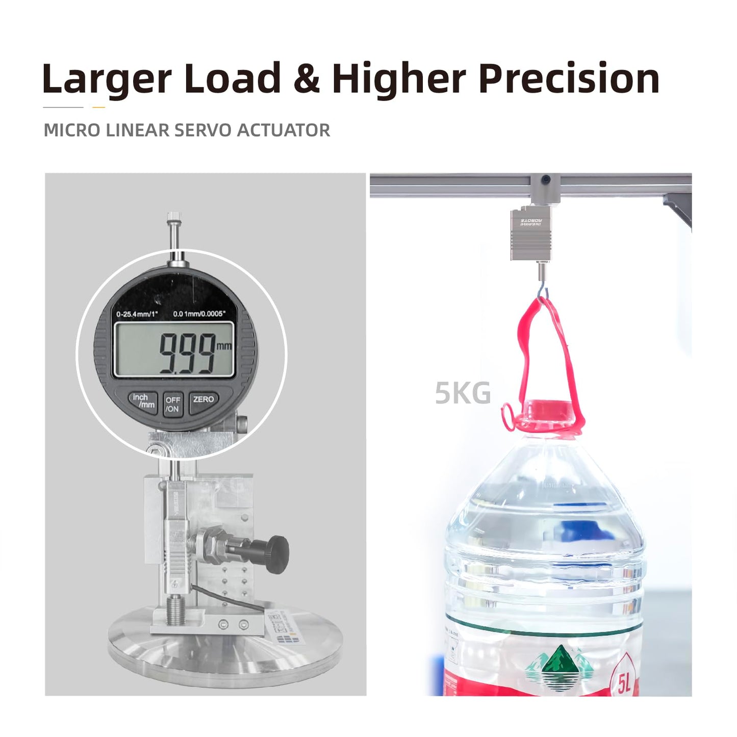 INSPIRE ROBOTS LAS High Precision Micro Linear Servo Actuator,Stroke 10mm,Force 7lbs(31.5N), Drive&Control Integrated| for Robotics,Industrial Automation,Biomedical Instrument,Education|LAS10-101D