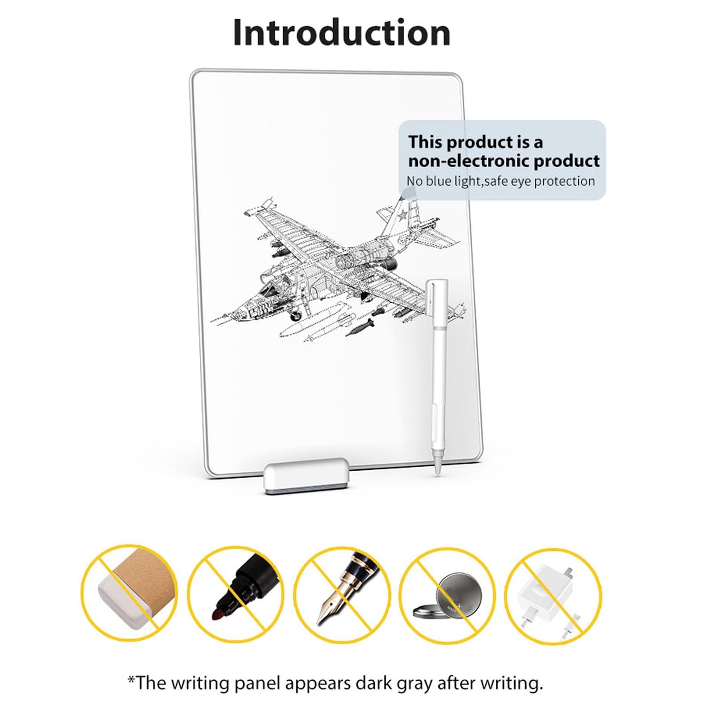 LAISANIM LCD Writing Pad with Instantly Erase, Basics Reusable Writing Pad, Digital Drawing Tablet, Includes Pen, Eraser, for Student Wokers.
