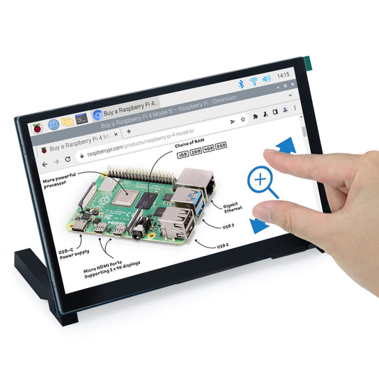 FREENOVE 7 Inch Touchscreen Monitor for Raspberry Pi 5 4 B 3 B+ A+, 800x480 Pixel TN Display, 5-Point Touch Capacitive Screen, Driver-Free MIPI DSI Port