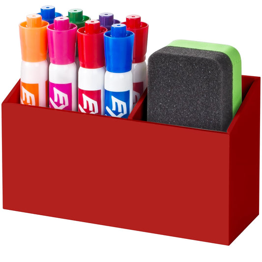 BEYGORM Magnetic Dry Erase Marker Holder for Whiteboard,Non-slip Acrylic Magnet Pen Holder for Fridge Refrigerator,Locker Organizer for Work,Locker Accessories,Pencil Cup for Desk(Red)